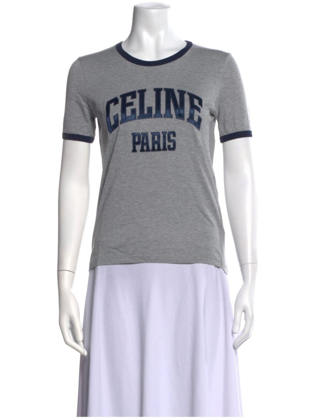 Celine Gray and Navy Short Sleeve Tee Small